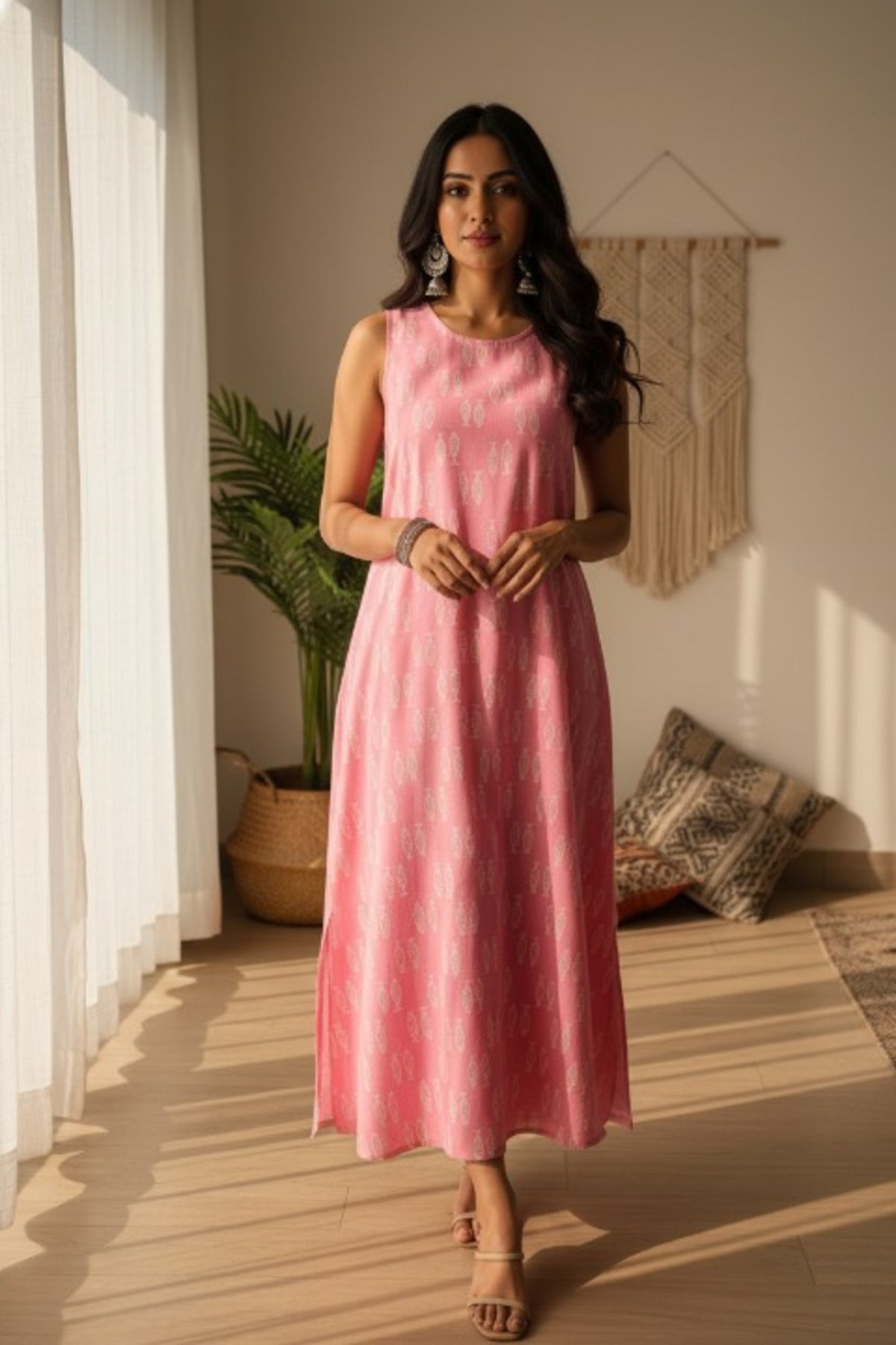 Blush Linen Machli Dress