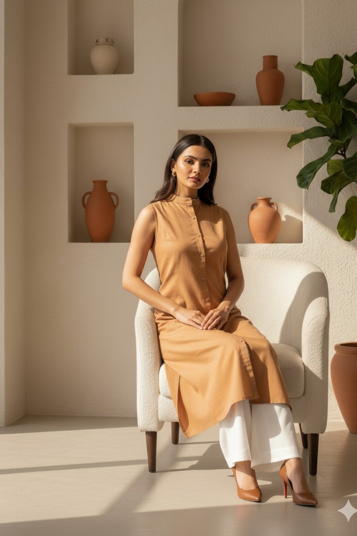 Terracotta Cotton Kurta