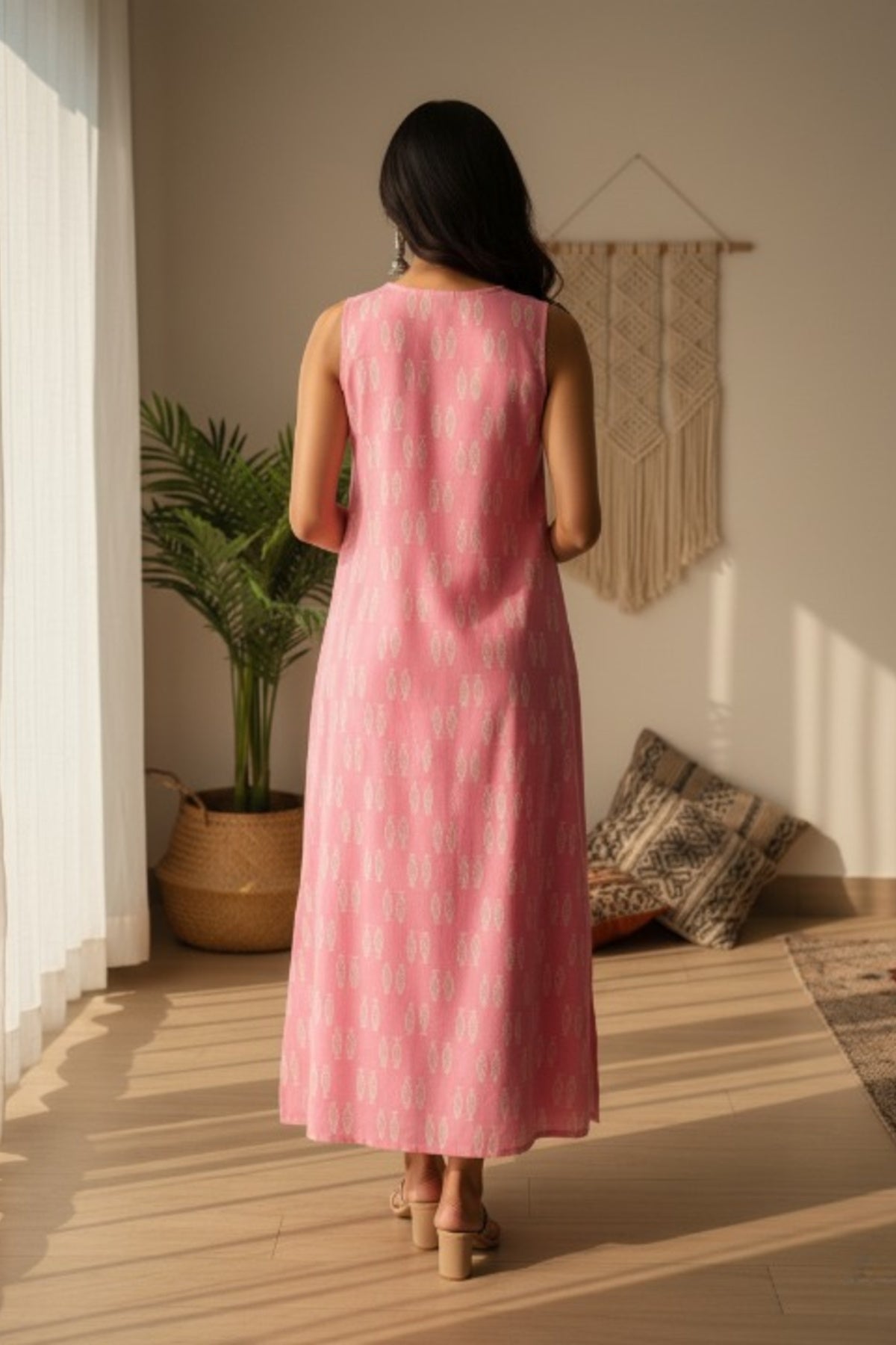 Blush Linen Machli Dress