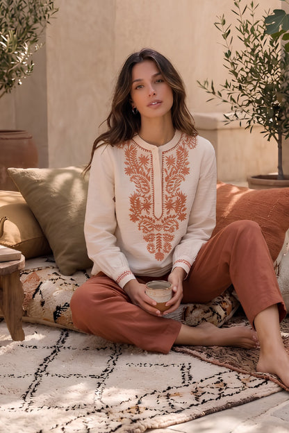 Gerua Embroidered Cotton Kurta Shirt