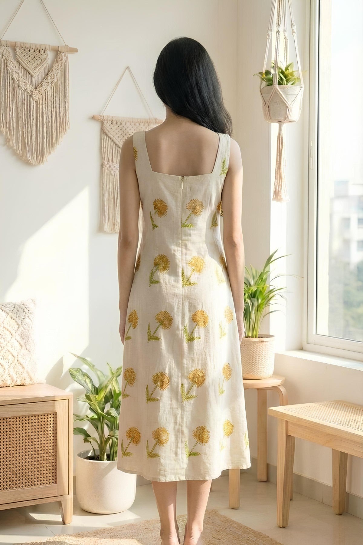 Surajmukhi Block Print Linen Dress