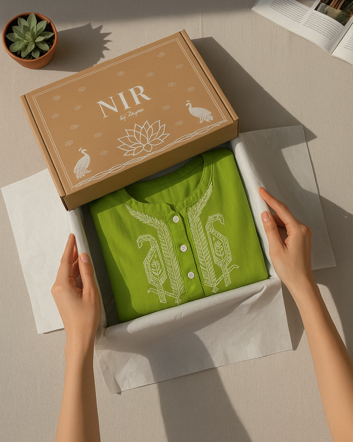 Sage Embroidered Cotton Kurta Shirt