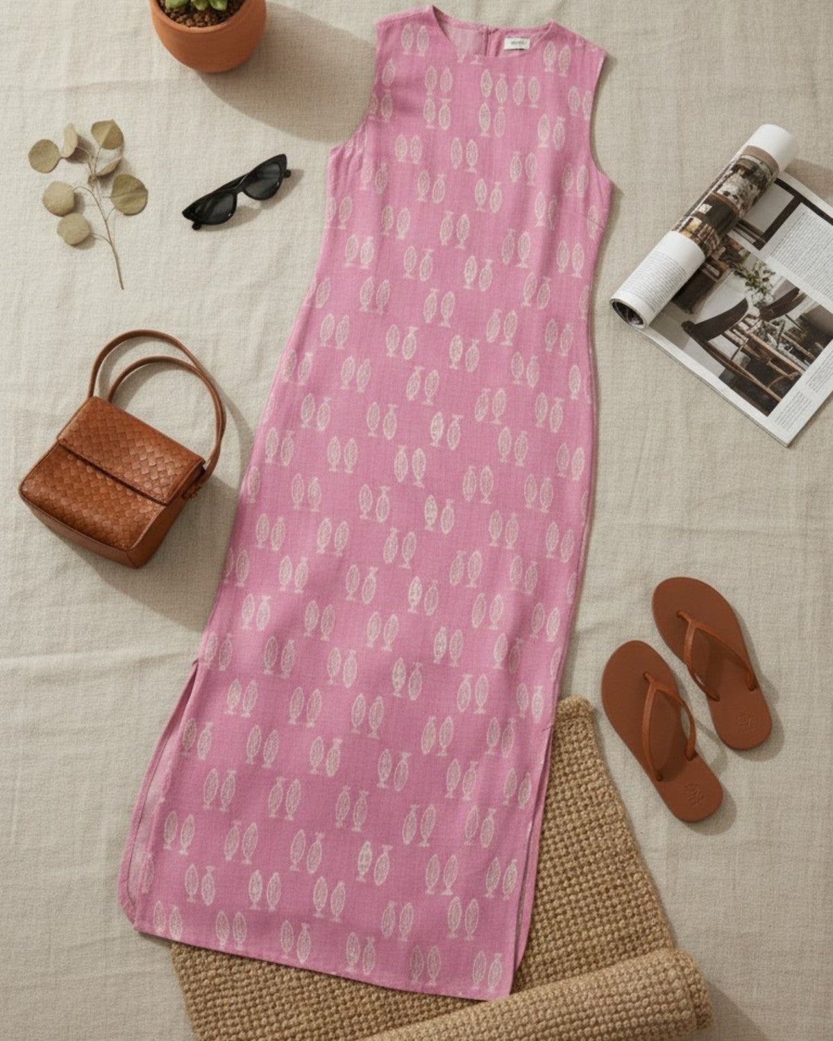 Blush Linen Machli Dress