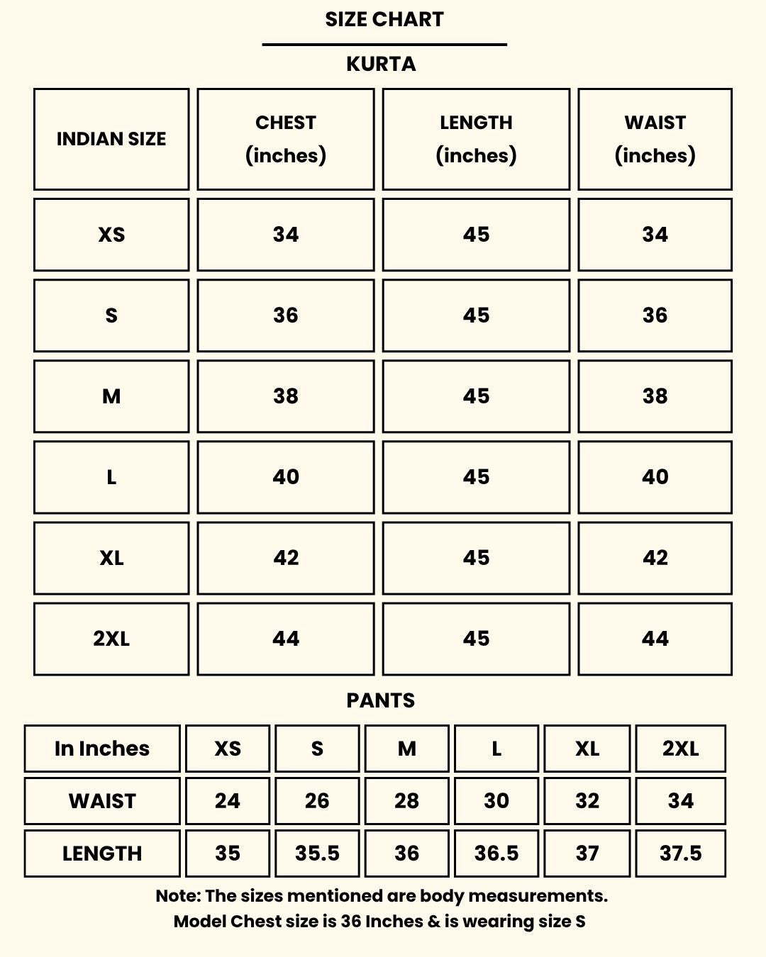 Size chart