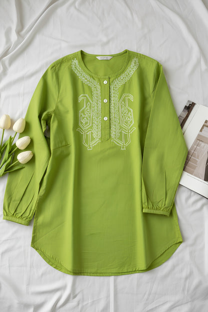 Sage Embroidered Cotton Kurta Shirt