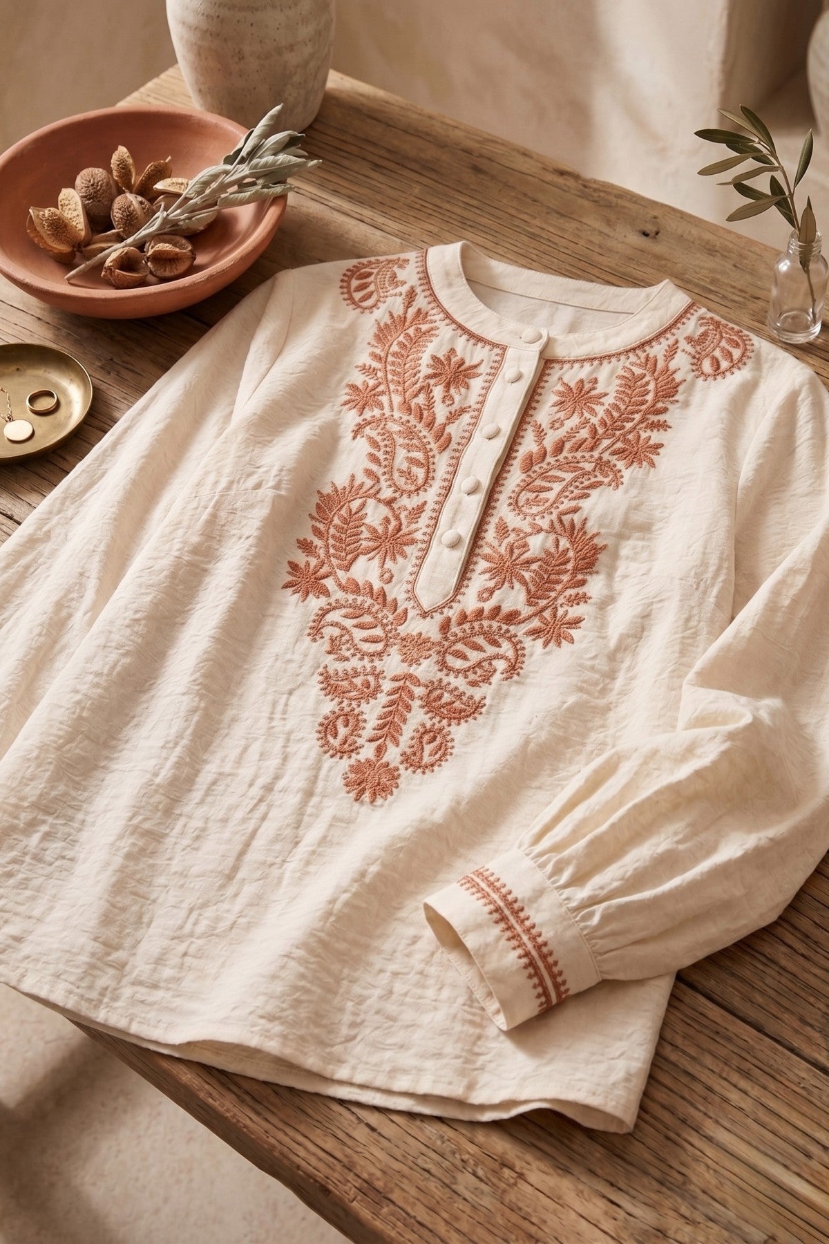 Gerua Embroidered Cotton Kurta Shirt