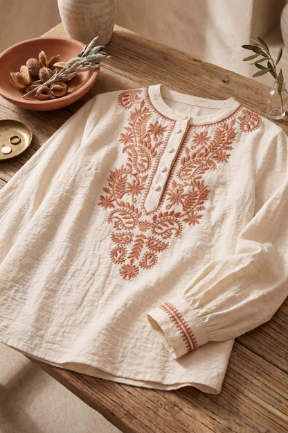 Gerua Embroidered Cotton Kurta Shirt