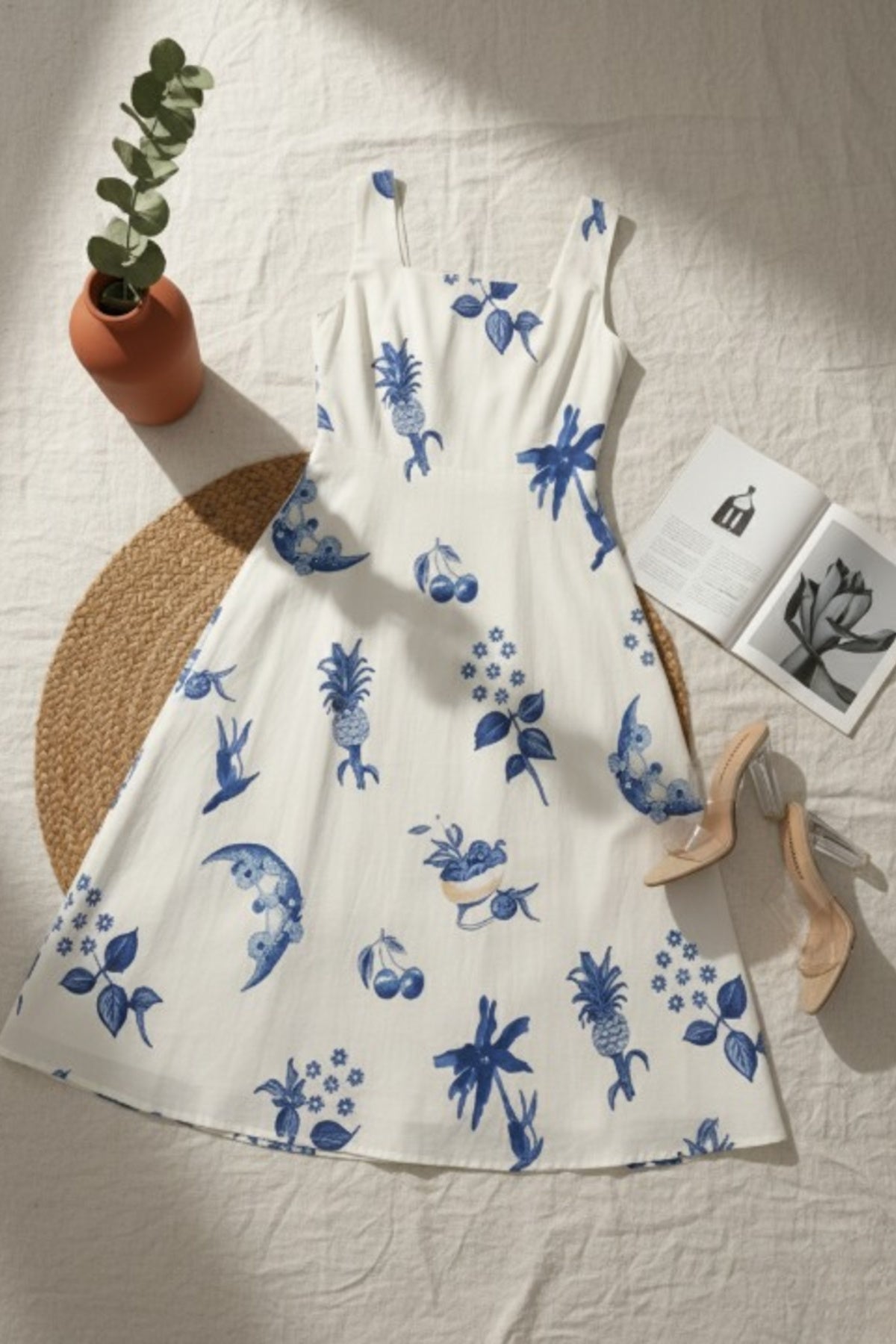 Indigo Bloom Midi Dress
