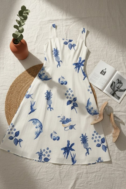 Indigo Bloom Midi Dress