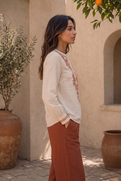 Gerua Embroidered Cotton Kurta Shirt