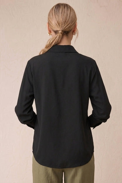 Gulistan Black Linen Embroidered Shirt