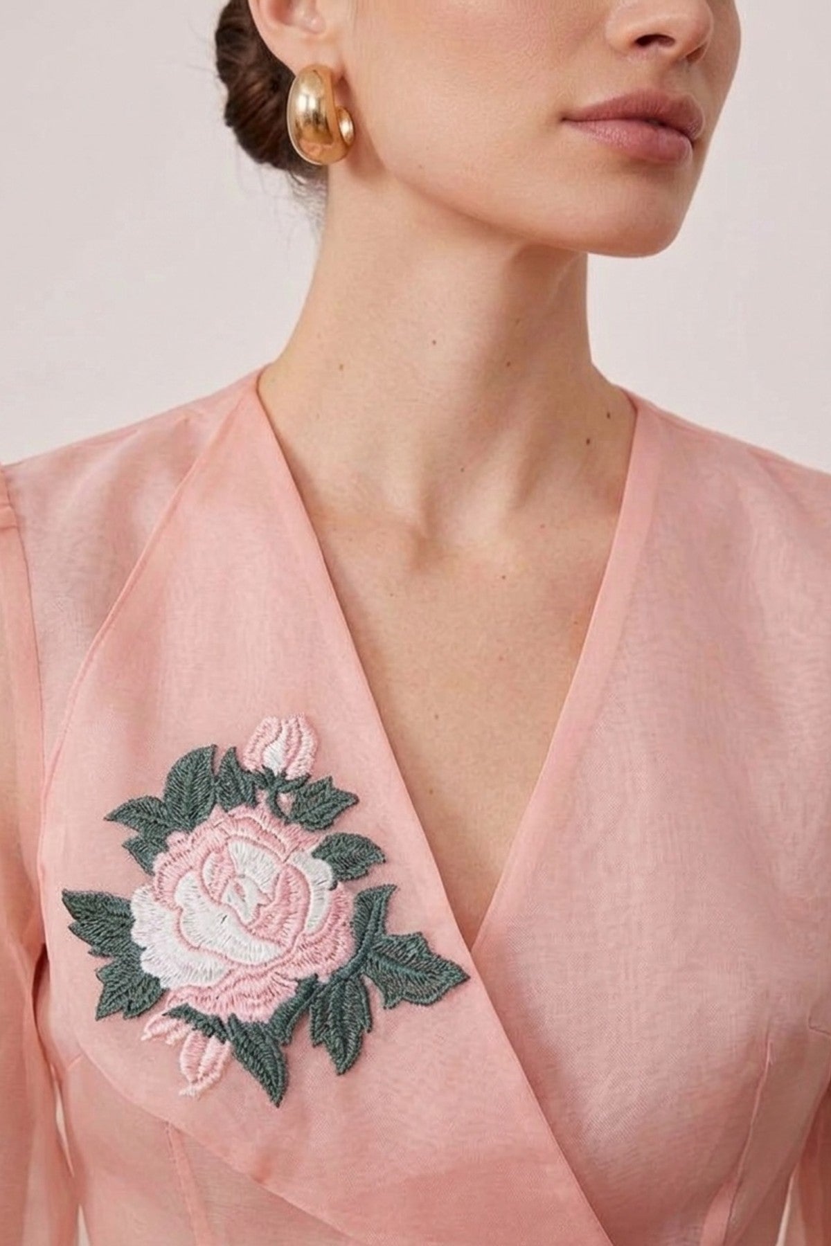 Rose Blush Silk Organza Embroided Jacket