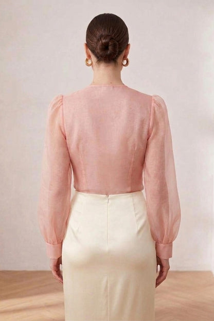 Rose Blush Silk Organza Embroided Jacket