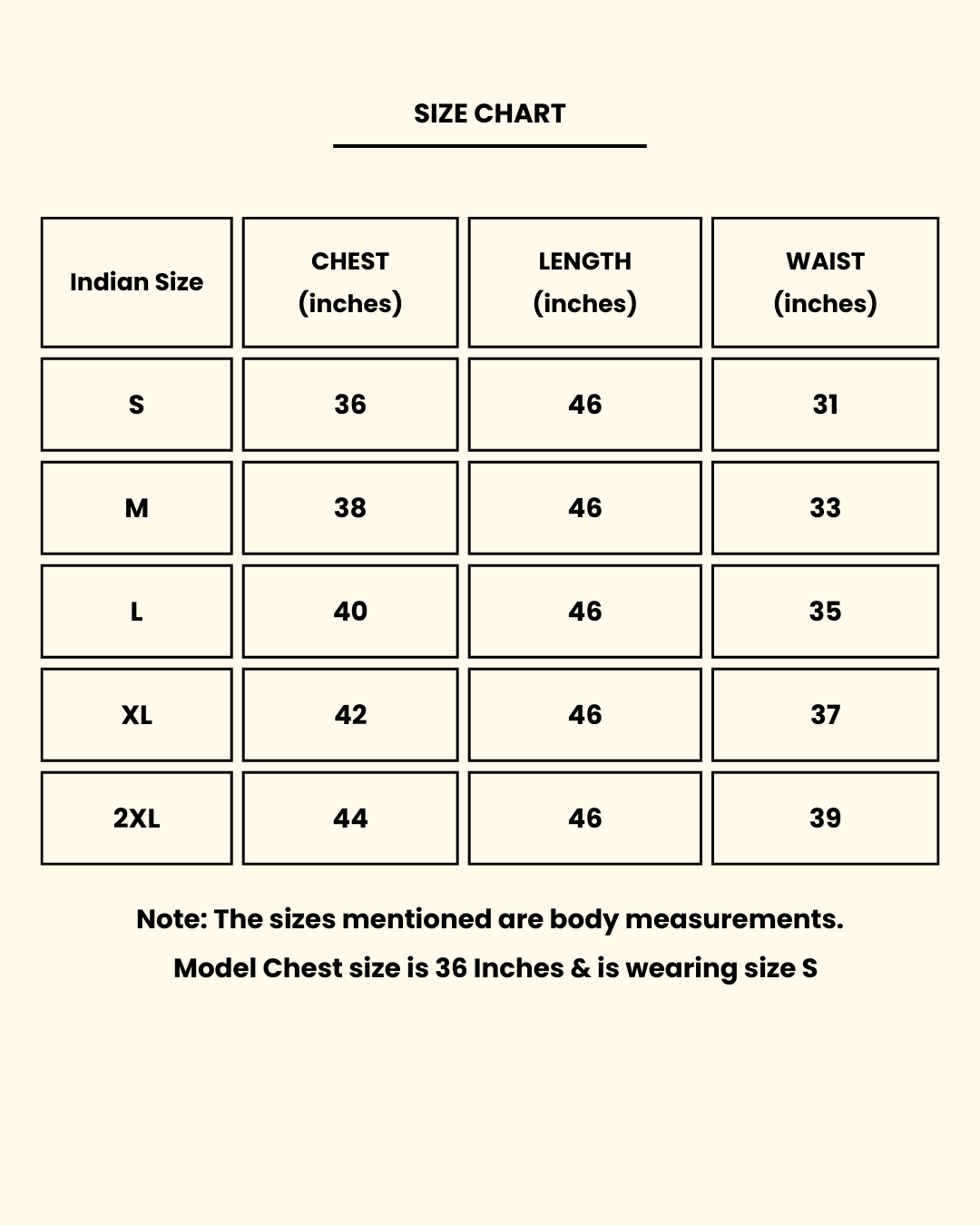 Size chart