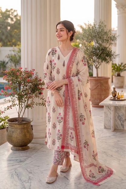 Rani Handblock Printed Cotton Suit