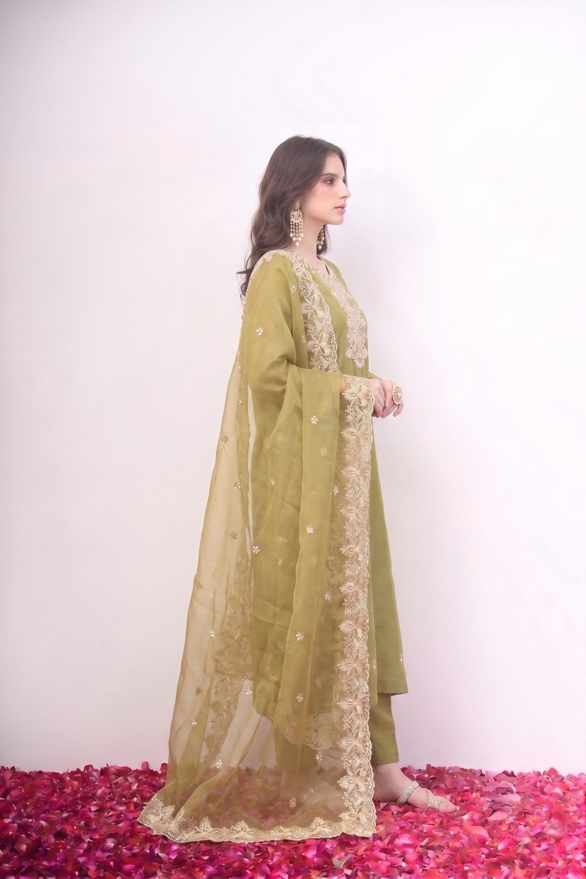 Light Green Chanderi Cotton Suit