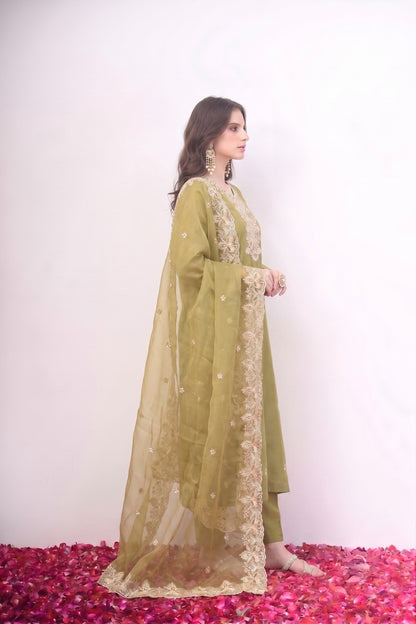 Light Green Chanderi Cotton Suit