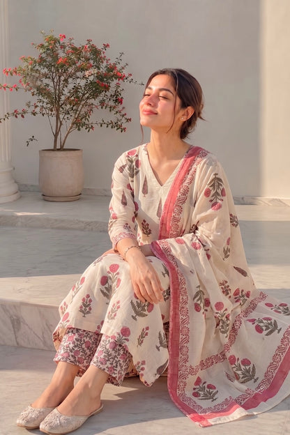Rani Handblock Printed Cotton Suit