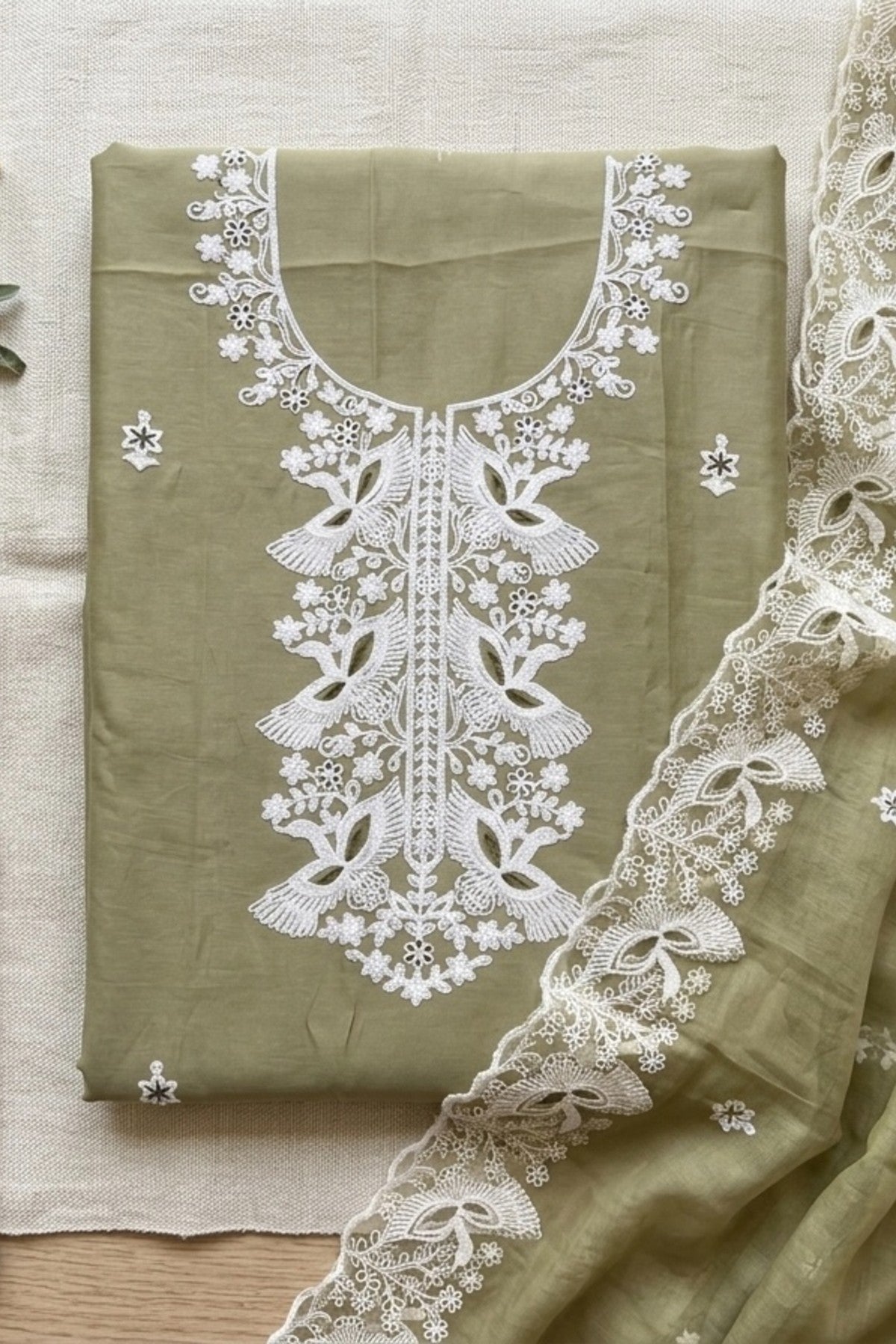 Light Green Chanderi Cotton Suit