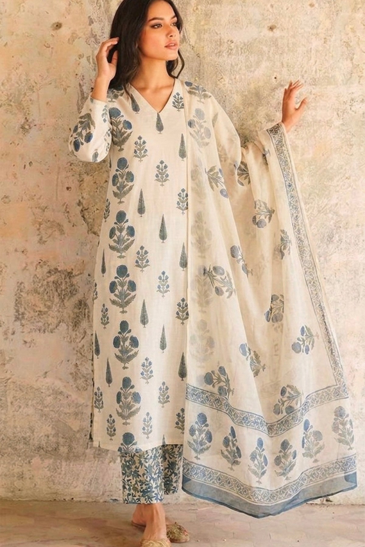 Neel Handblock Printed Cotton Suit