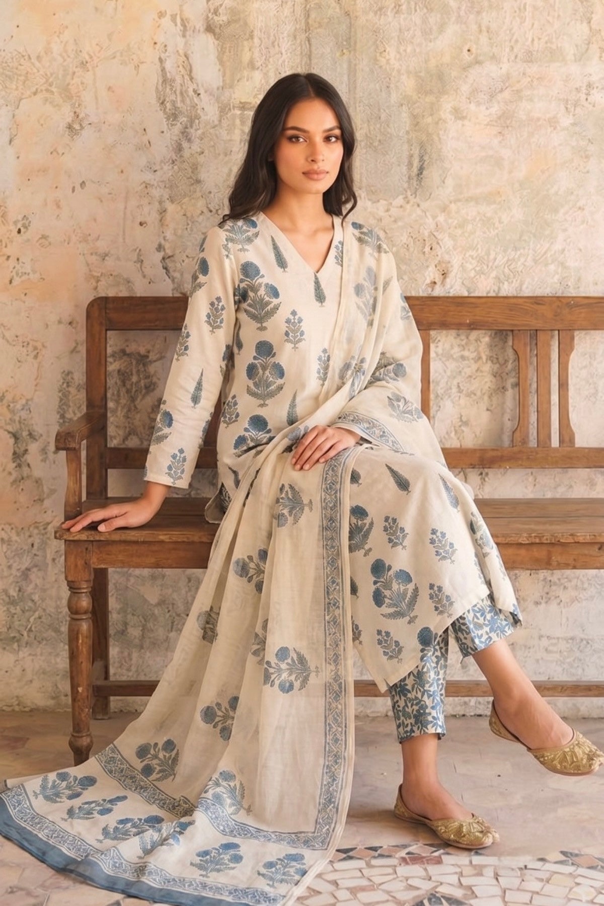 Neel Handblock Printed Cotton Suit