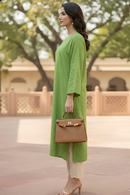Olive Linen Kurta
